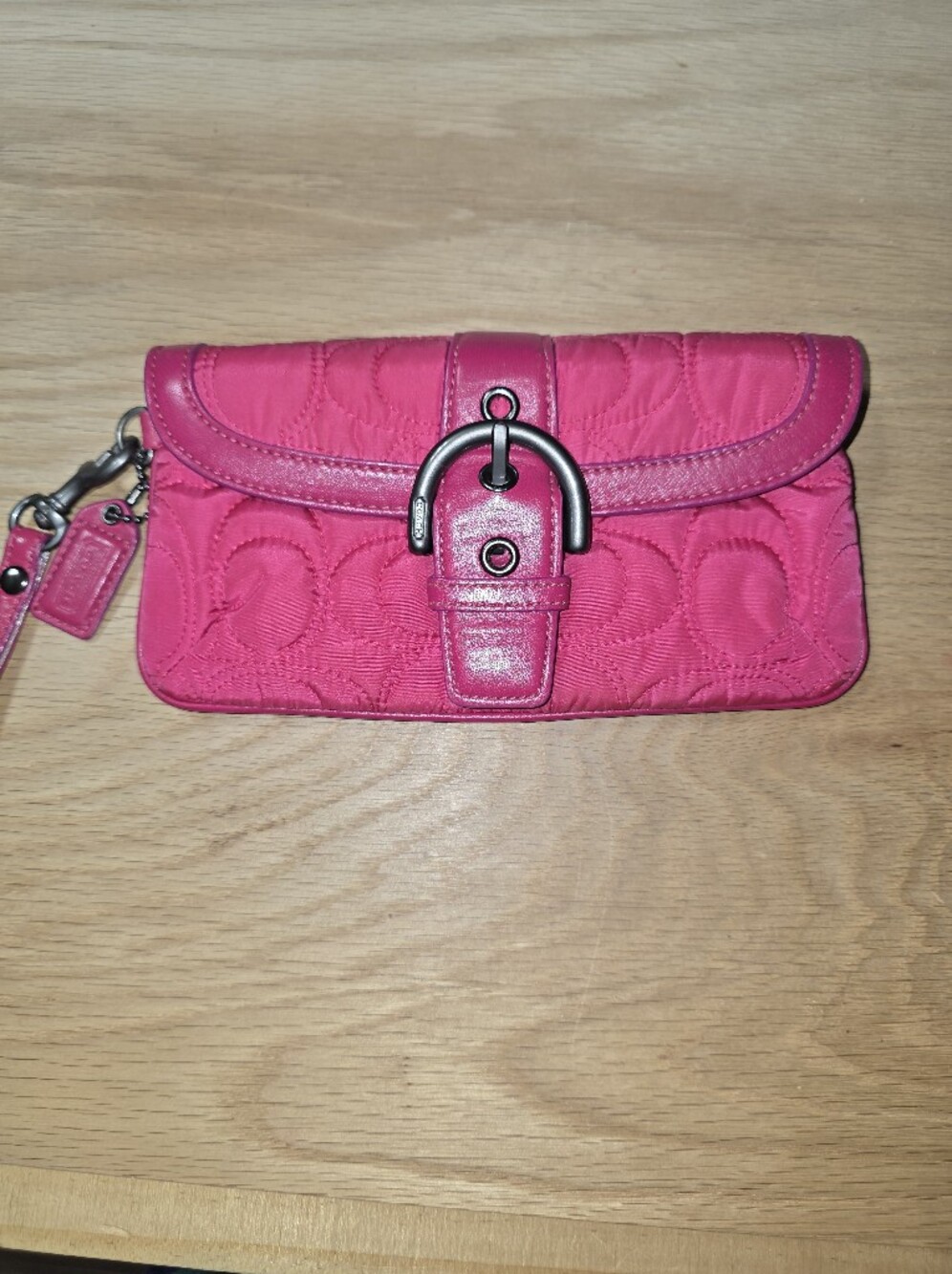 Coach Pink Quilted Wristlet Clutch